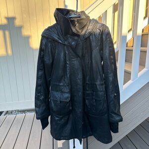 Blanc Noir Hooded Black Anorak Jacket, Size M